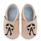 Chaussons souples cuir artisanaux Saadhia coloris crème vu du dessus