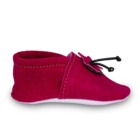 Chaussons souples cuir artisanaux Saadhia coloris rose vu du côté droit
