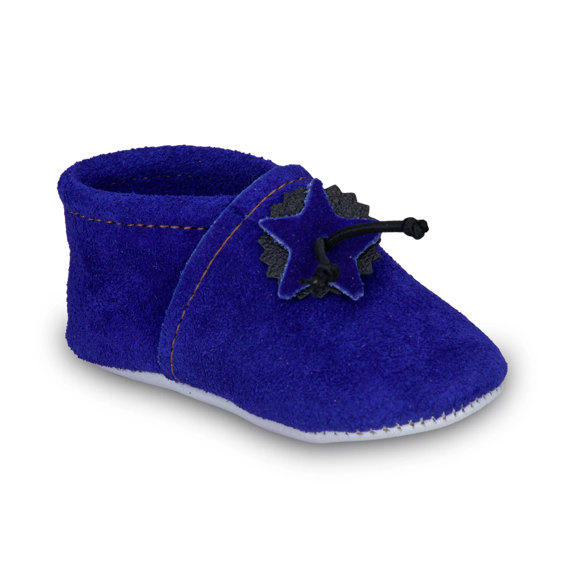 Chaussons bébé en cuir souple bleu - wkhdeco